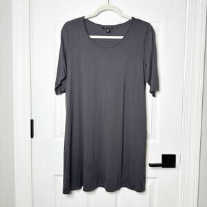 Eileen Fisher Size‎ M Charcoal Grey Short Sleeve Tunic Length Top Lagenlook